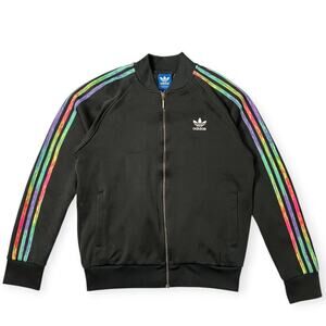 Adidas Rainbow 3 Stripes Track Jacket Pride Collection LGBT UNISEX L Black